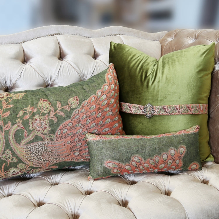 Peacock 5 PC. Pillow Set, Olive