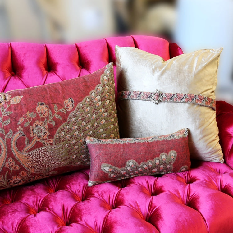 Peacock 5 PC. Pillow Set, Red