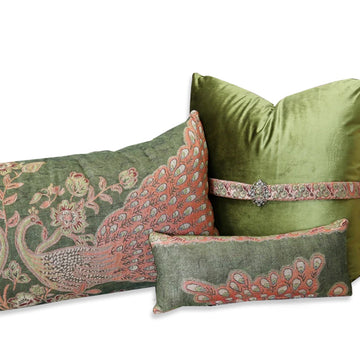 Peacock 5 PC. Pillow Set, Olive