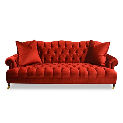 Smith Tufted Red Velvet Sofa