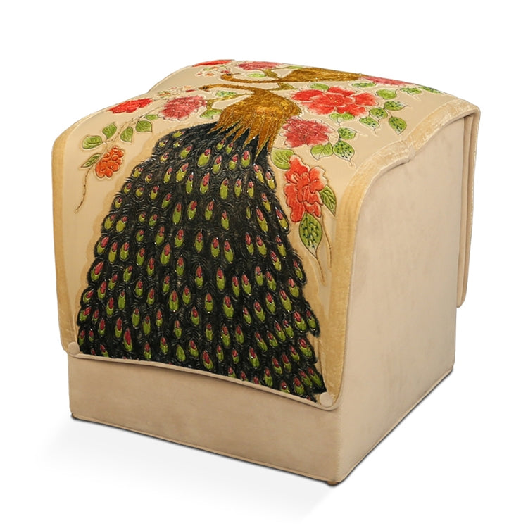 Peacock Cream Cube Ottoman - Ships in 1 week