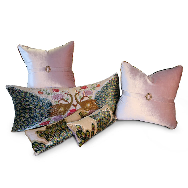 Santiago Peacock 5 PC. Pillow Set, Blush