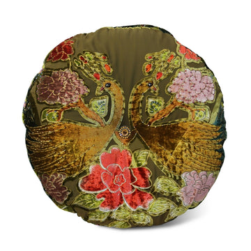 Peacock Round Pillow, Sage