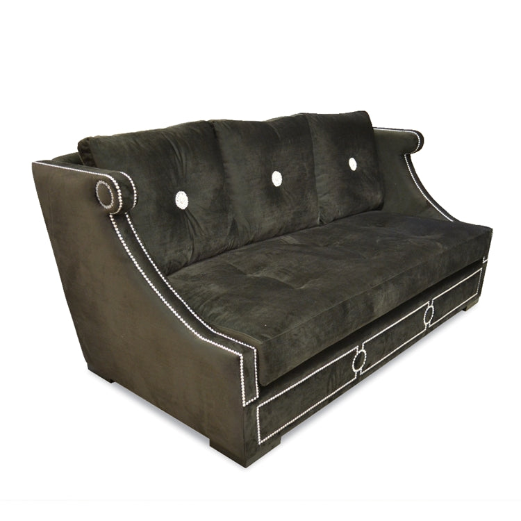 Drake Black Velvet Sofa