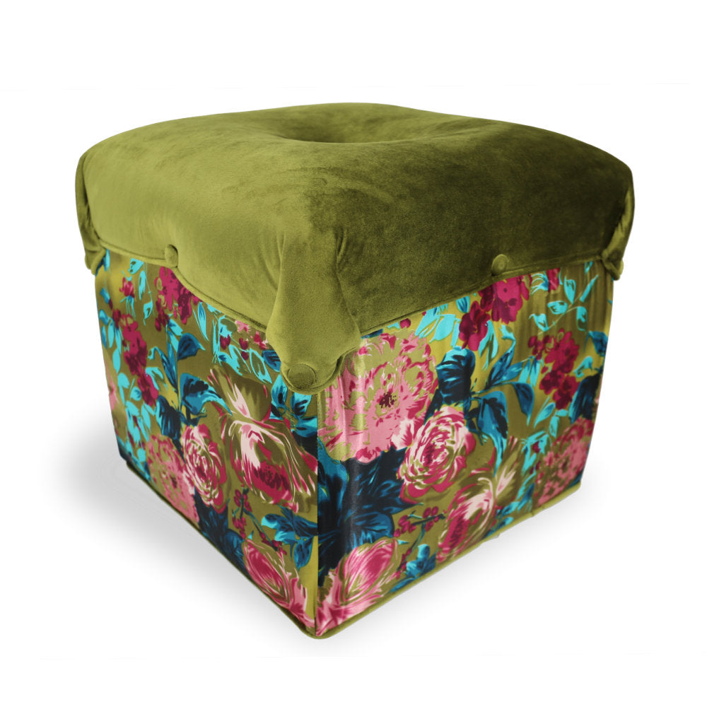 Spring Jewels Ottoman, Moss