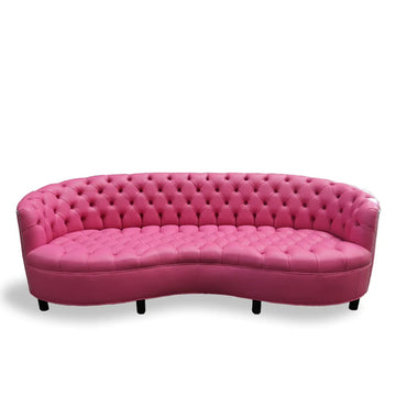 Magnolia 96" Leather Sofa, Fuchsia