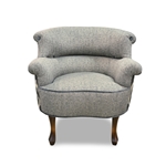 French Club Chair - Grey Tweed Fabric - Haute House Home