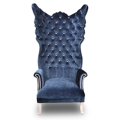 Aurora Blue Velvet Hollywood Glam Chair
