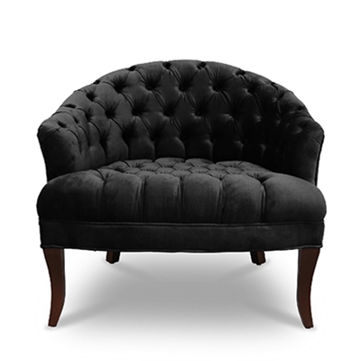 Swoon Chair - Black Velvet Tufted Chair - HauteHouseHome.com