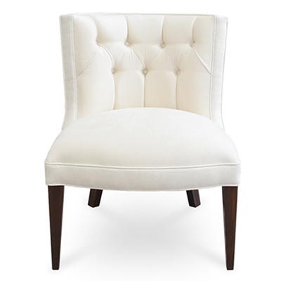 Tiffany Armless Chair - Ivory Velvet Vanity Chair - HauteHouseHome.com