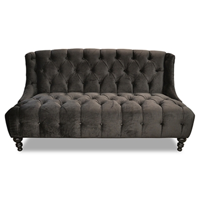 Regency Tufted Black Velvet Sofa
