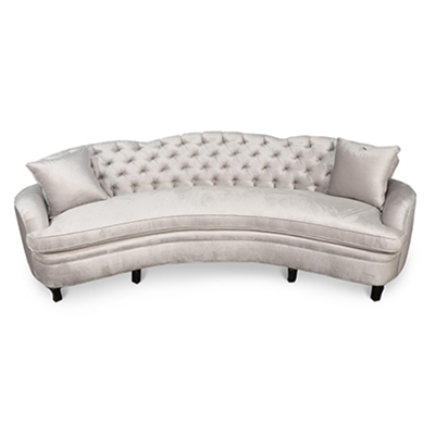Embrasse Curved Silver Velvet Sofa