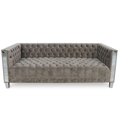 Hayward Tufted Grey Micorfiber Velvet Sofa