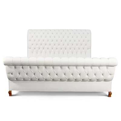 Duncan Fife White Leather Tufted Bed