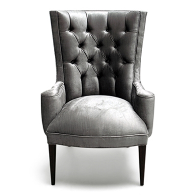 Stephanie Tufted Grey Velvet High-Back Chair