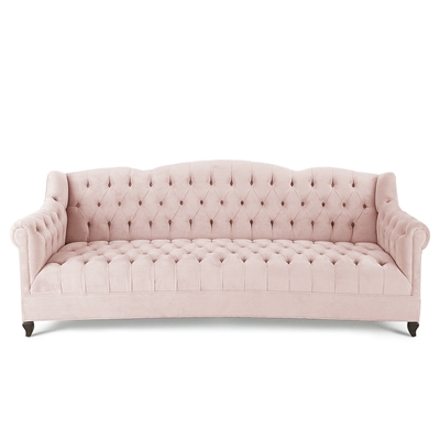 Casey Light Pink Velvet Tufted Sofa