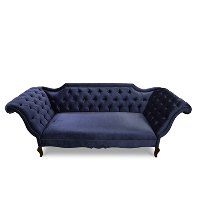 Chippendale Navy Tufted Velvet Sofa
