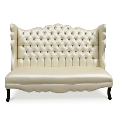 Pantages Tufted Pearl Vinyl Wing Banquette