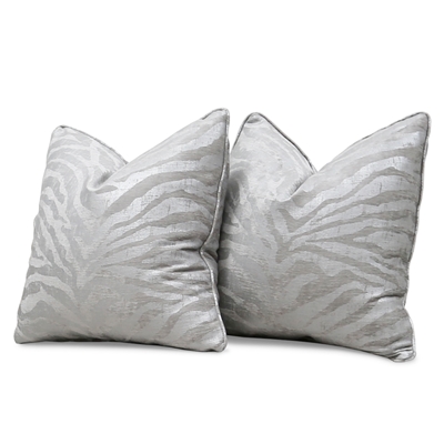 Gizela Metallic Silver Zebra Print Pillow Set