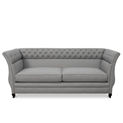 Lily 100% Linen Grey Tufted Sofa