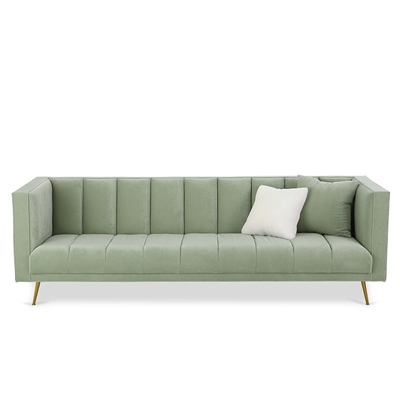 Luna Channeled Green Sofa - www.HauteHouseHome.com
