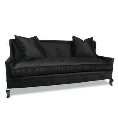 Devon Black Velvet Ruched Sofa