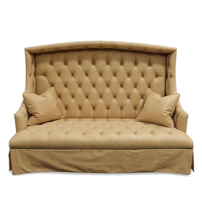 Deuce Tufted Tan Leather Sofa