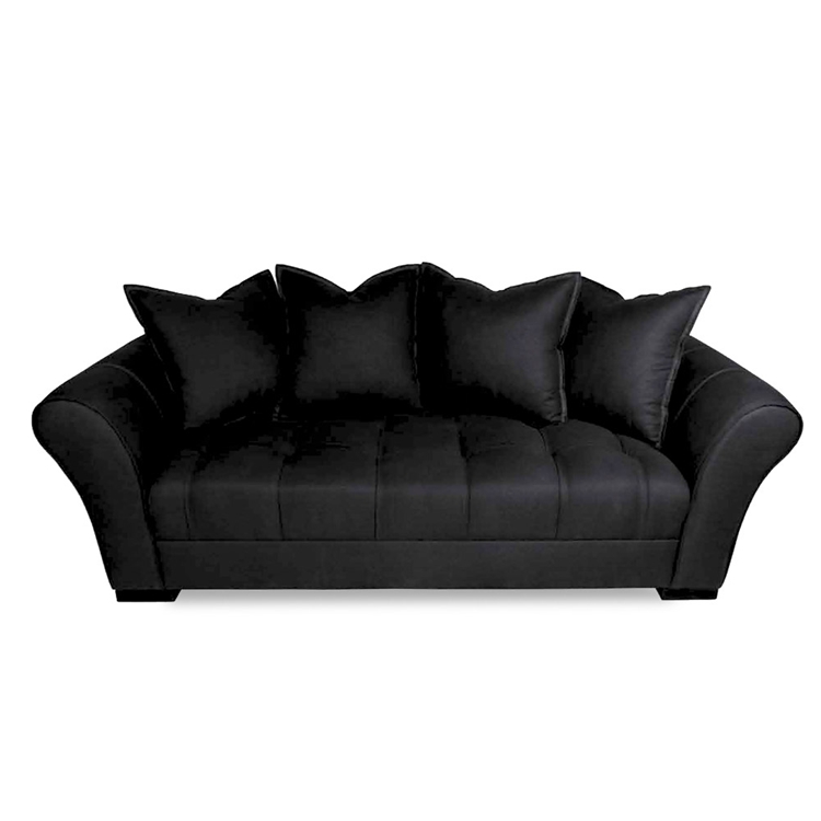 Avid Button Pulled Black Linen Sofa