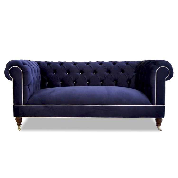 Chester Blue Velvet Tufted Sofa