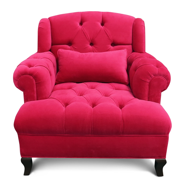 Old Hollwood Furniture - Fushia Tufted Velvet Chair - Haute House