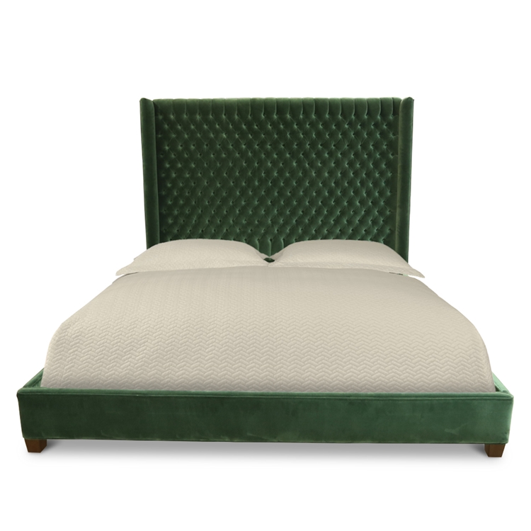 Arwin O. Tufted Green Velvet Bed