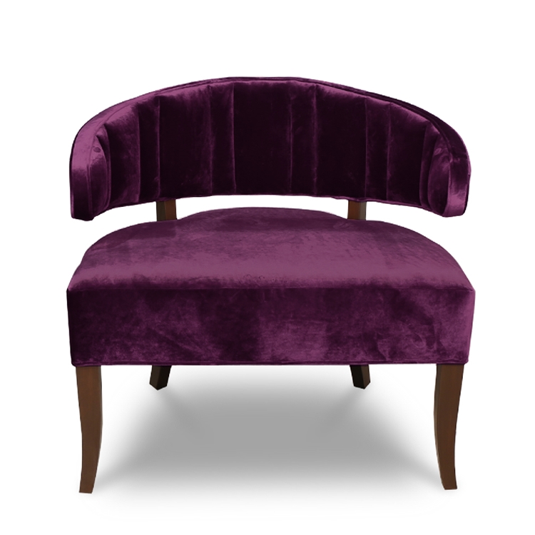 Eliza Channel Chair - Purple Velvet Channeled Chair - HauteHouseHome.com