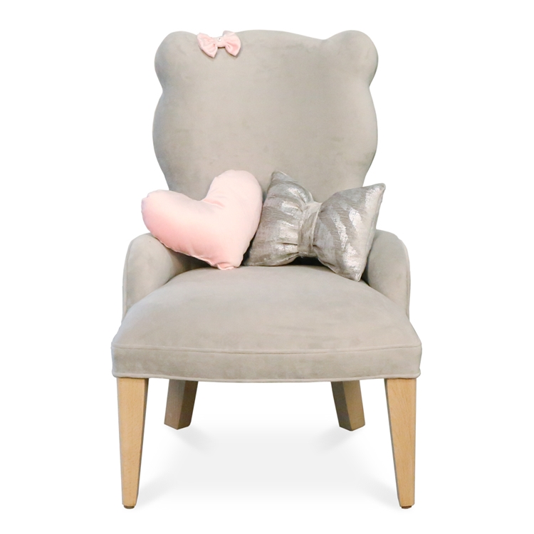 Eli Grey Velvet Bear Baby Chair
