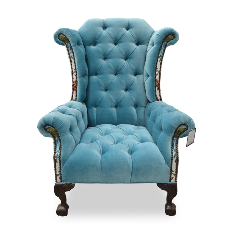 Carter Tufted Blue Velvet Chair