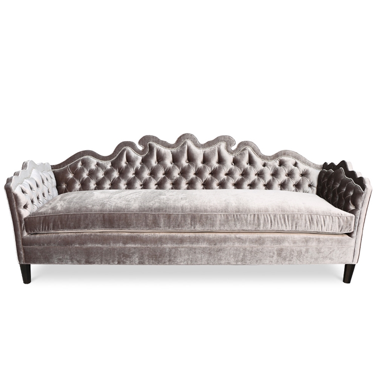 Bella Tufted Steel Grey Velvet Sofa