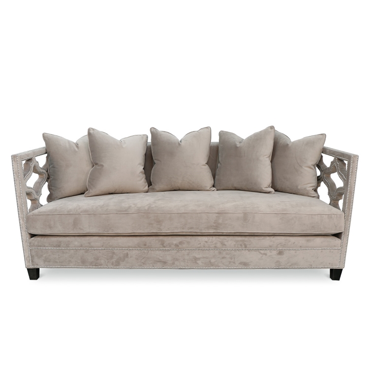 Berkeley Cut-Out Grey Micorfiber Velvet Sofa