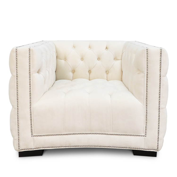 Manhattan Tufted Chair - Ivory  Velvet Chair - HauteHouseHome.com