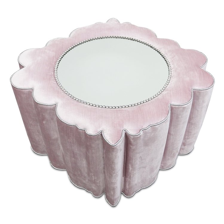 Bon Bon Mirror Light Pink Velvet Ottoman 