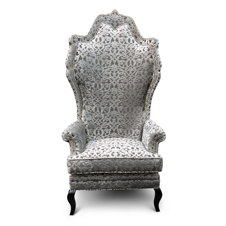 Anette Grey Velvet Damask Chair
