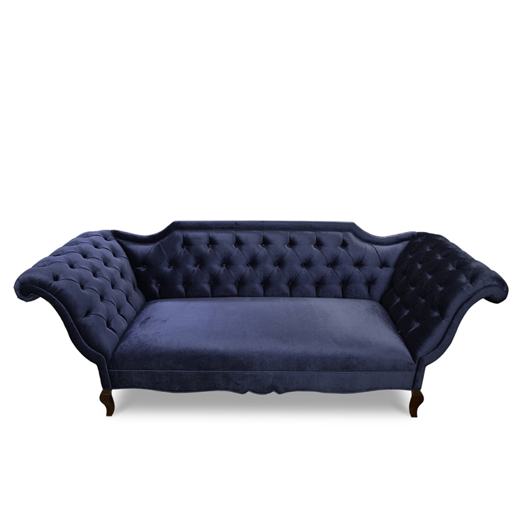 Chippendale Navy Tufted Velvet Sofa