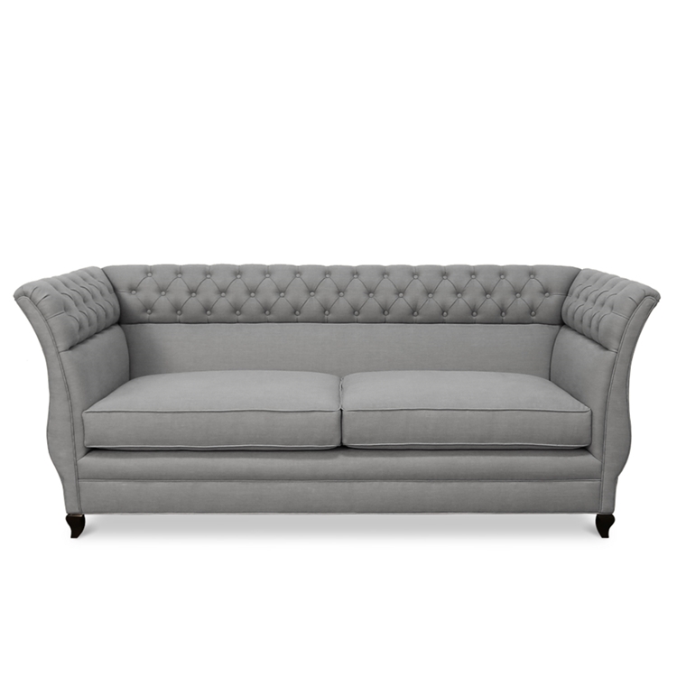 Lily 100% Linen Grey Tufted Sofa
