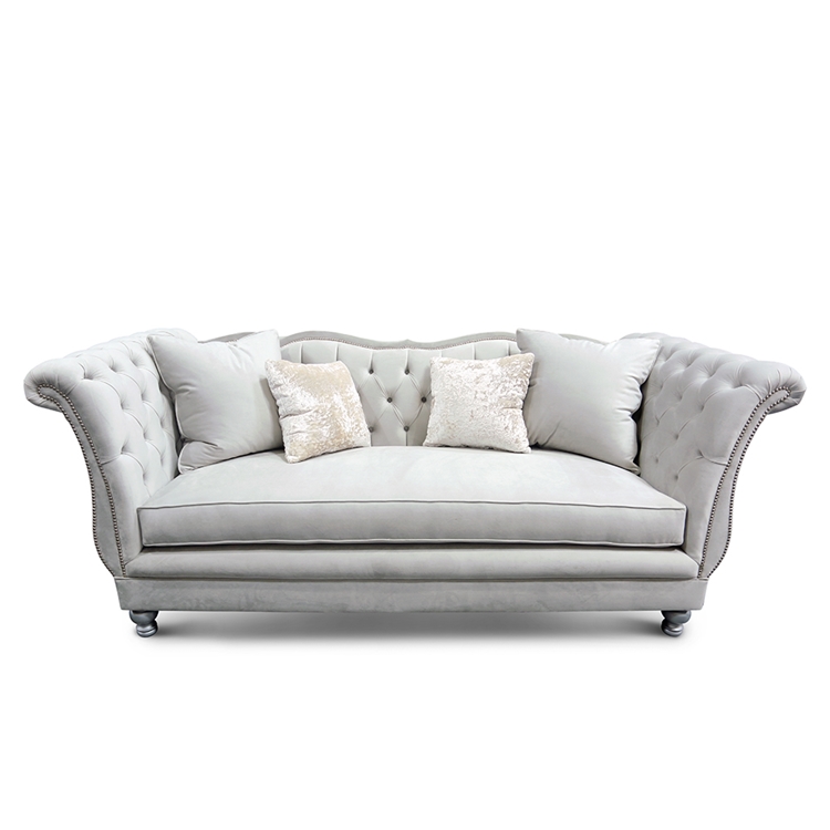 Gigi Tufted Grey Velvet Cushion Sofa