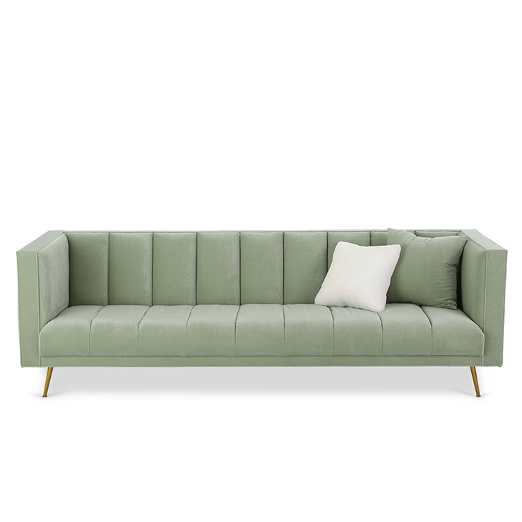 Luna Channeled Green Sofa - www.HauteHouseHome.com 