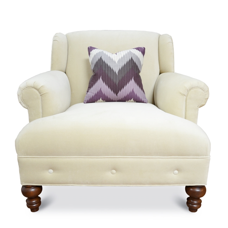 Ivory Non-Tufted Velvet Chair - Classic Style Chair - Haute House Home