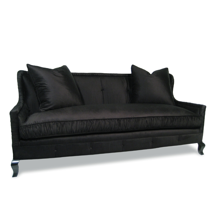 Devon Black Velvet Ruched Sofa