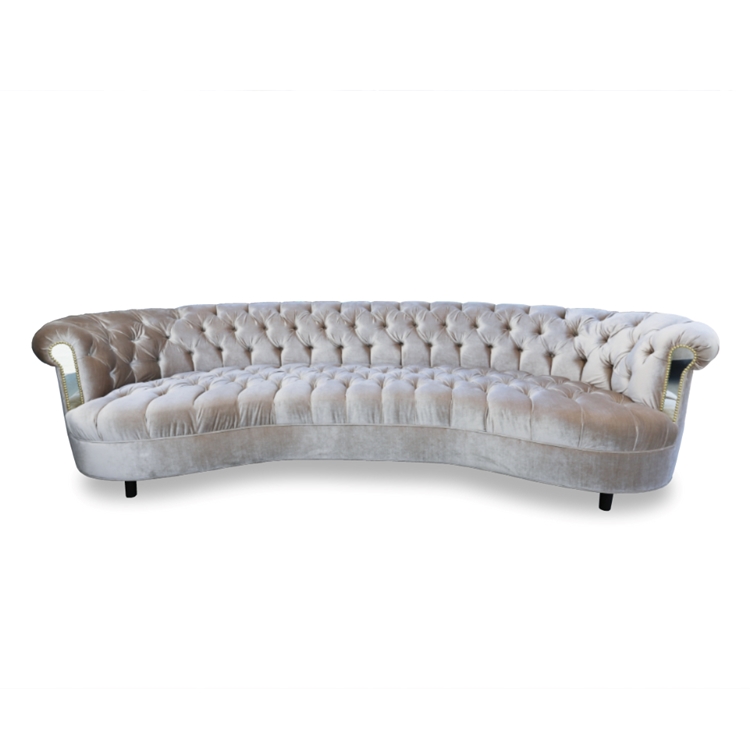 Rebecca Mirror Sofa in Shimmer Parchment floor sample
