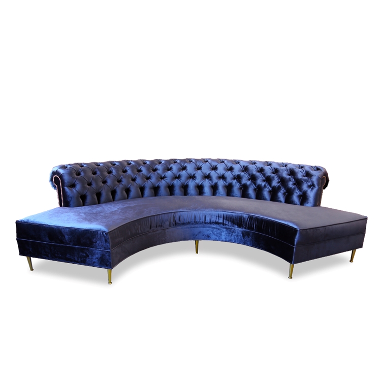 Charlotte Curved Navy Polyester Velvet Sofa