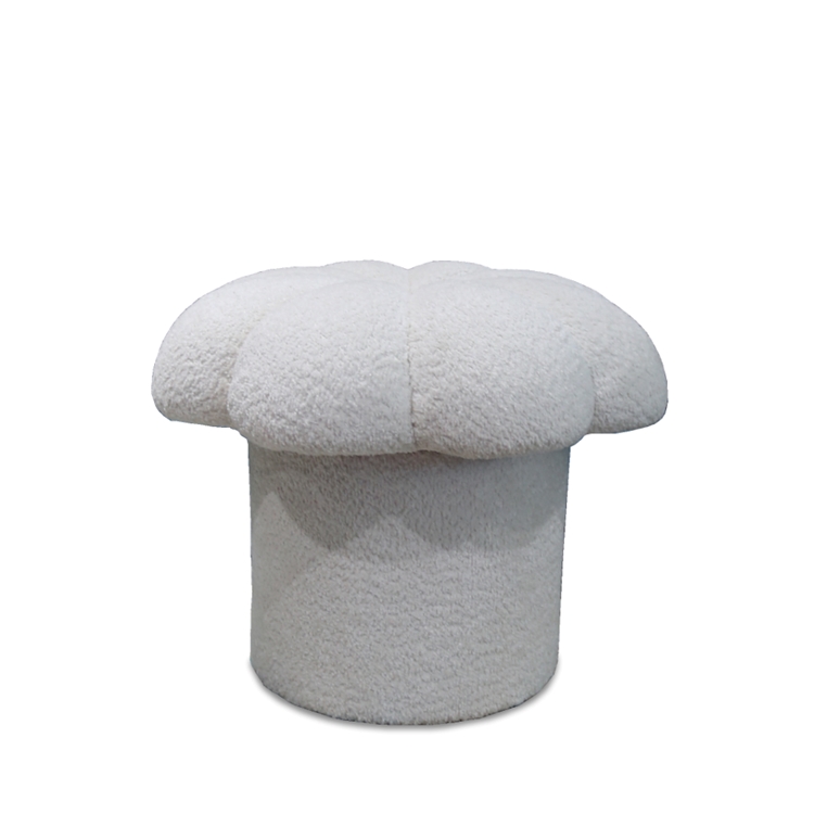Mushroom Bone White Boucle Ottoman