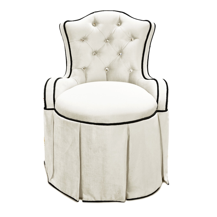 Tufted Vanity Chair Hollywood Glam, Skirted Vanity Stool