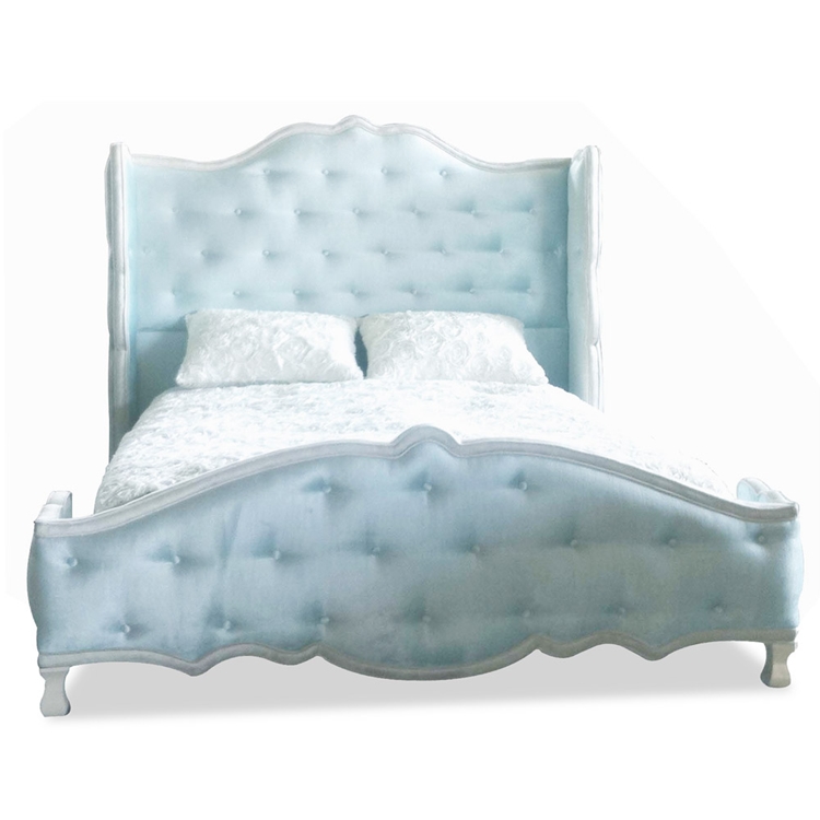 Ariel Wing Spa Blue Velvet Bed